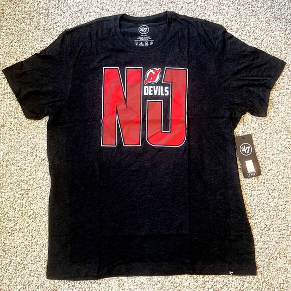 NWT '47 Mens New Jersey Devils T-Shirt Size XXL NHL Hockey Fan Tee Classic Logo - Picture 1 of 8